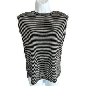 Elan Black & White Striped Sleeveless Top Small 86g